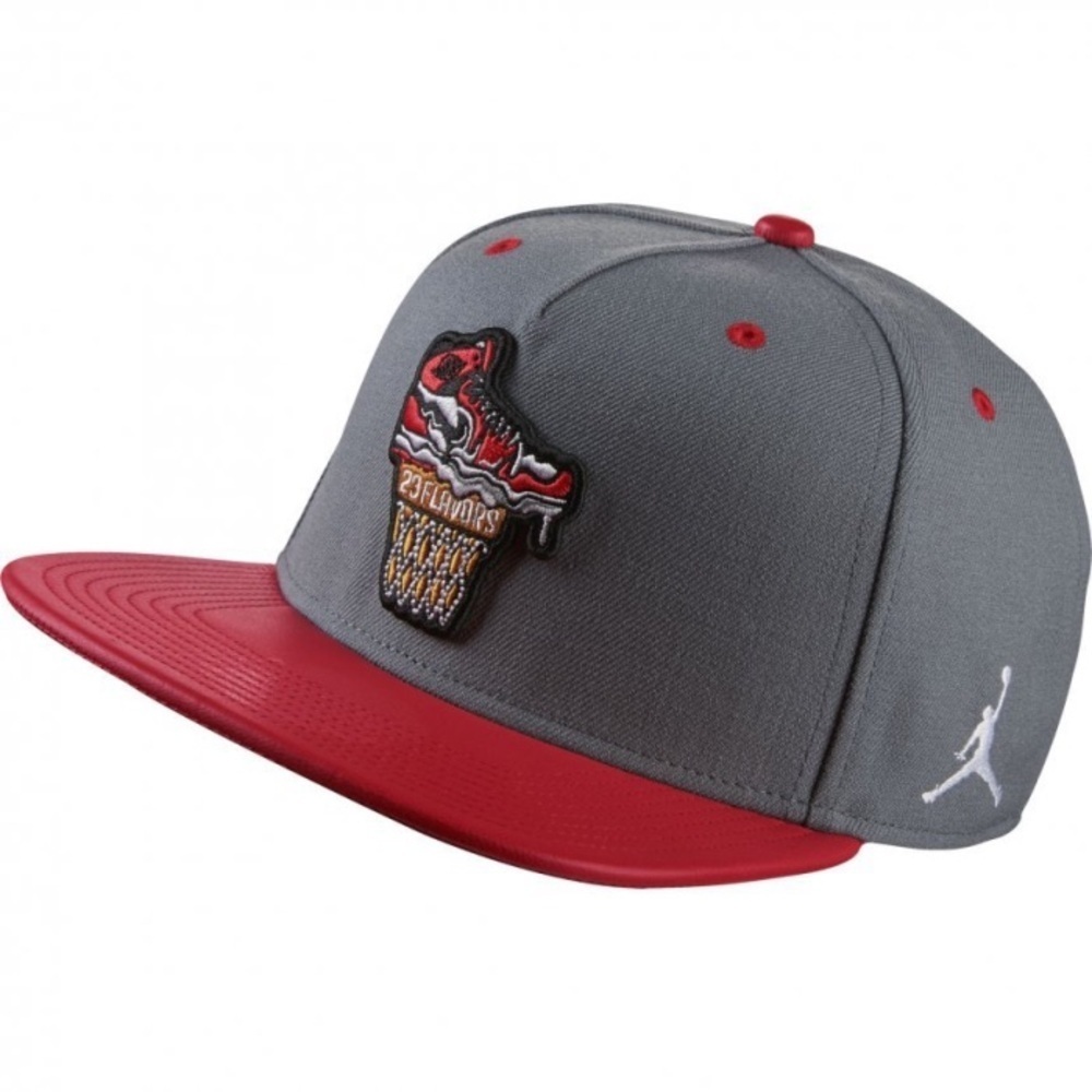 Gray and Red Snapback Cap